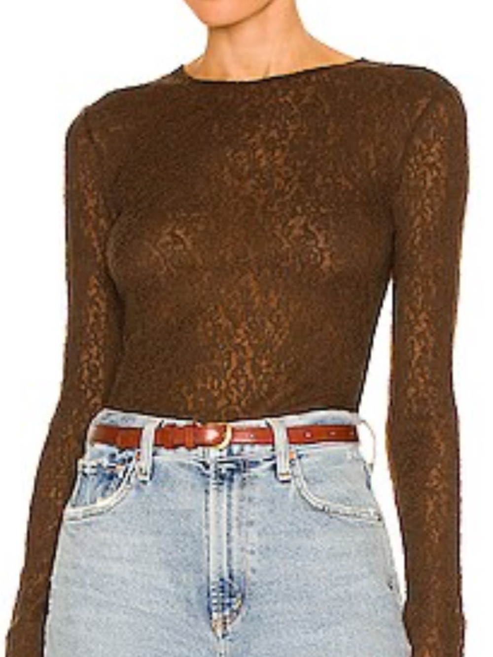 Vince Brown Textured Knit Long Sleeve Top Wool Blend Lightweight Small S